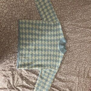 Blue and Cream Houndstooth Sweater